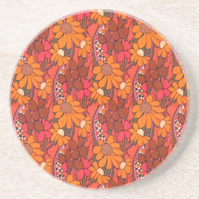 Falln Groovy Flowers Coaster (Front)