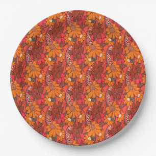 Falln Groovy Flowers Paper Plate
