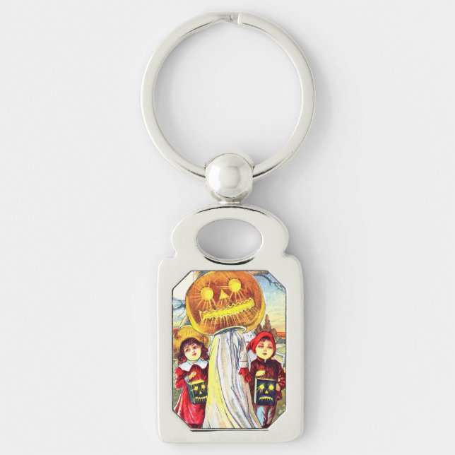 Falln Halloween Pumpkin Ghost  Key Ring (Front)