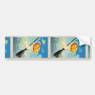 Falln Happy Halloween Pumpkin Witch Bumper Sticker
