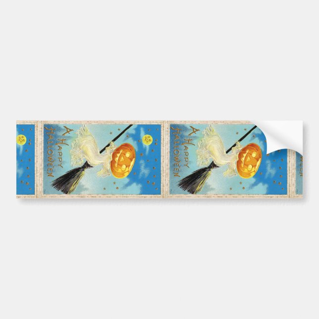 Falln Happy Halloween Pumpkin Witch Bumper Sticker (Front)