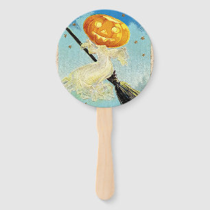 Falln Happy Halloween Pumpkin Witch Hand Fan