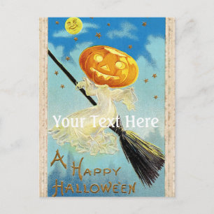 Falln Happy Halloween Pumpkin Witch Postcard