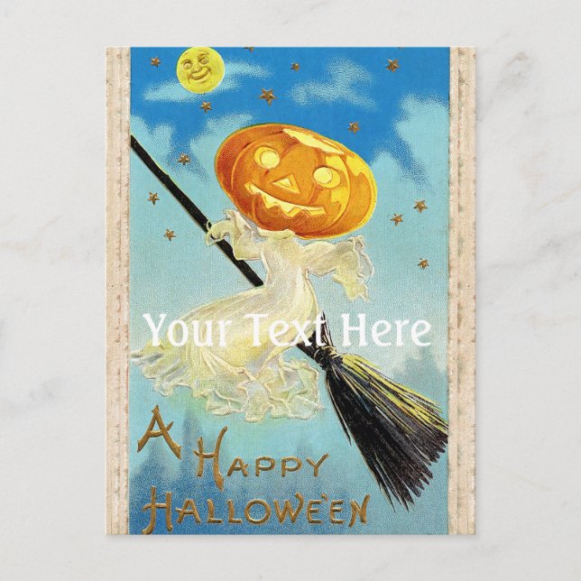 Falln Happy Halloween Pumpkin Witch Postcard (Front)