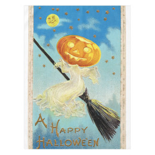 Falln Happy Halloween Pumpkin Witch Tablecloth