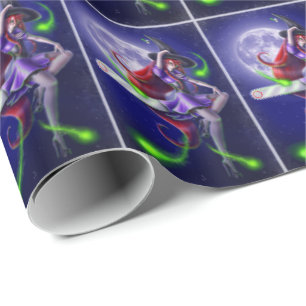 Falln Happy Halloween Pumpkin Witch Wrapping Paper