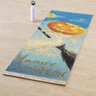 Falln Happy Halloween Pumpkin Witch Yoga Mat