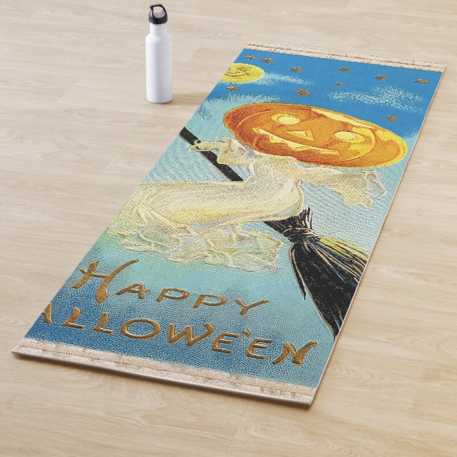 Falln Happy Halloween Pumpkin Witch Yoga Mat (In Situ)