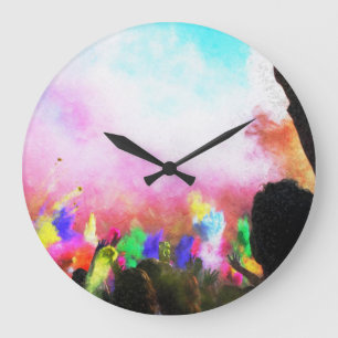 Falln Holi Colours Large Clock