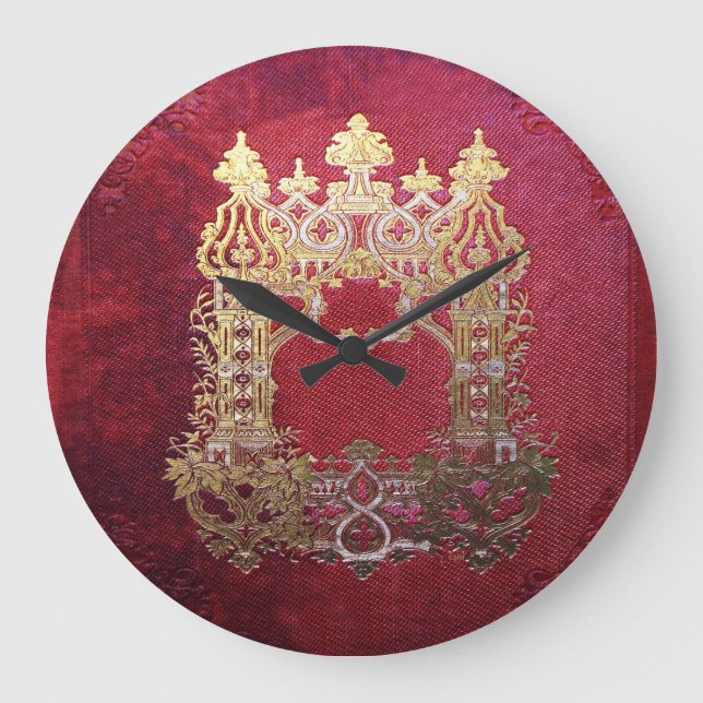 Falln Ink Stained Crimson Large Clock (Front)