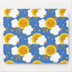 Falln Kawaii Moon, Stars, Sunshine Mouse Mat