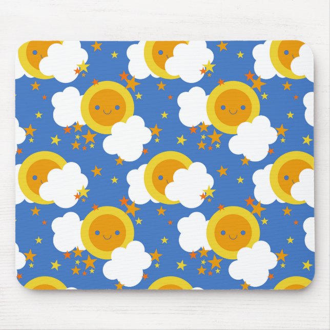 Falln Kawaii Moon, Stars, Sunshine Mouse Mat (Front)