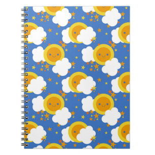 Falln Kawaii Moon, Stars, Sunshine Notebook