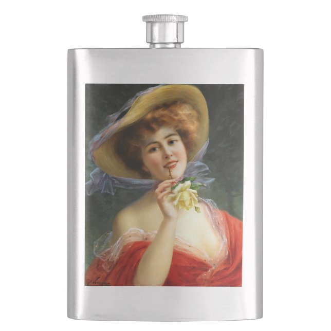 Falln Lady in Red Hip Flask (Front)