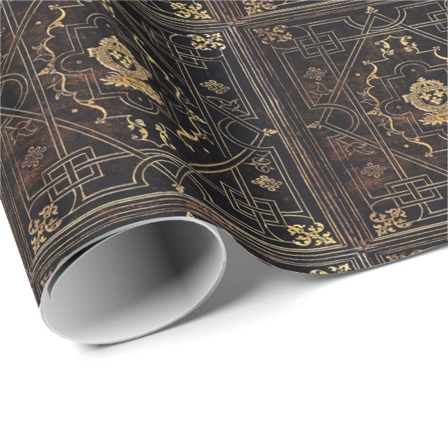 Falln Leather and Gold Wrapping Paper (Roll Corner)