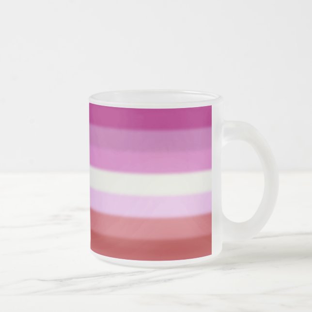 Falln Lesbian Pride Flag Frosted Glass Coffee Mug (Right)