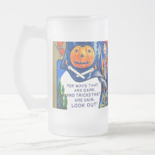 Falln Look Out Halloween Time Frosted Glass Beer Mug