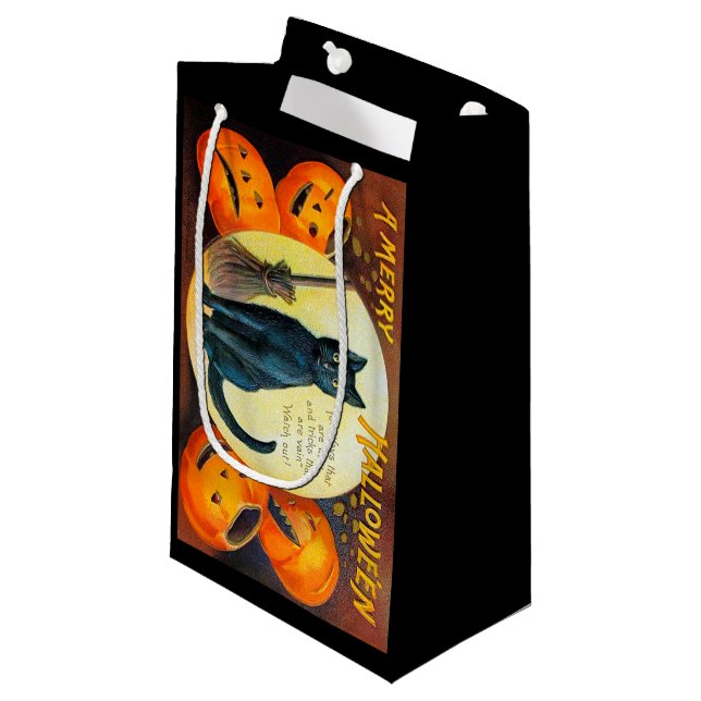 Falln Merry Halloween Cat Small Gift Bag (Front Angled)