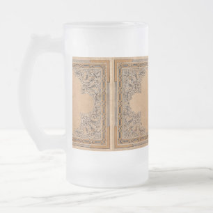 Falln Old Sepia Knotwork Paper Frosted Glass Beer Mug