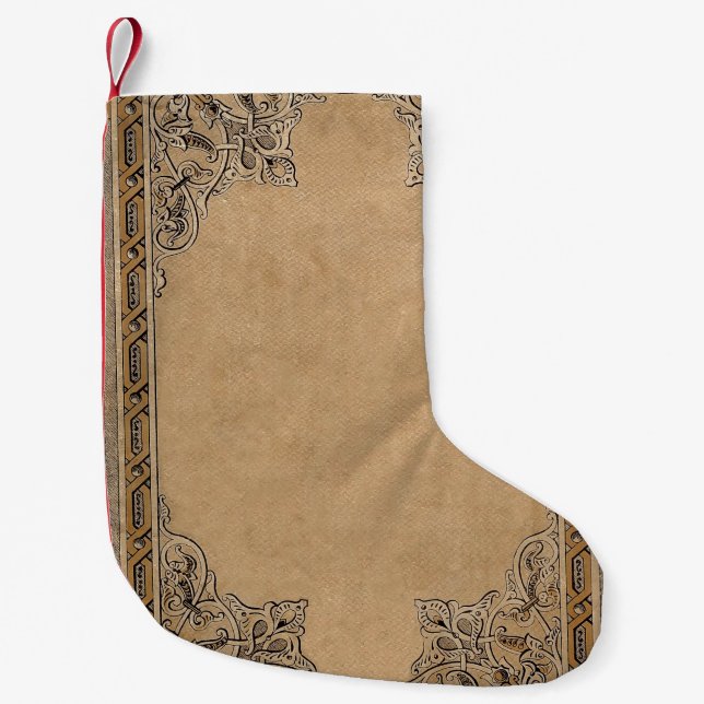 Falln Old Sepia Knotwork Paper Small Christmas Stocking (Front)