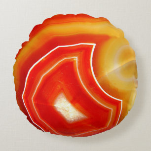 Falln Orange Agate Round Cushion