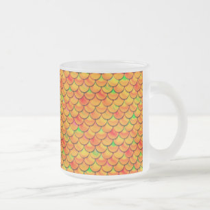 Falln Orange and Green Scales Frosted Glass Coffee Mug
