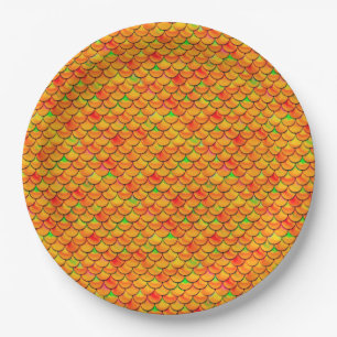 Falln Orange and Green Scales Paper Plate