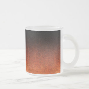 Falln Orange & Black Glitter Gradient Frosted Glass Coffee Mug