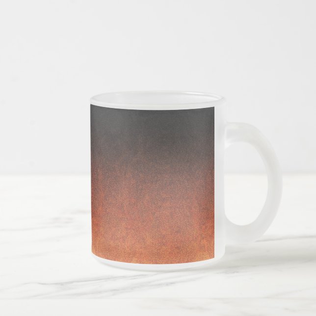 Falln Orange & Black Glitter Gradient Frosted Glass Coffee Mug (Right)