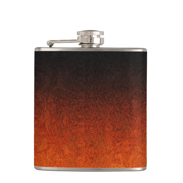 Falln Orange & Black Glitter Gradient Hip Flask (Front)