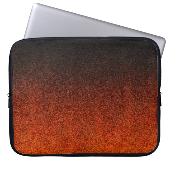 Falln Orange & Black Glitter Gradient Laptop Sleeve (Front)