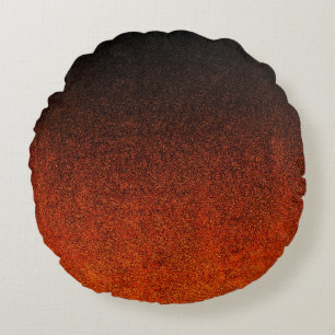 Falln Orange & Black Glitter Gradient Round Cushion