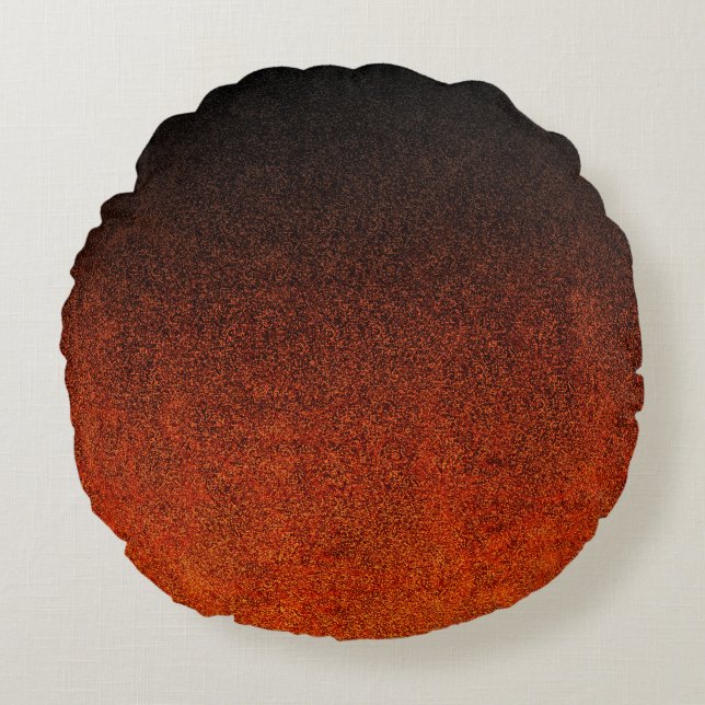 Falln Orange & Black Glitter Gradient Round Cushion (Front)