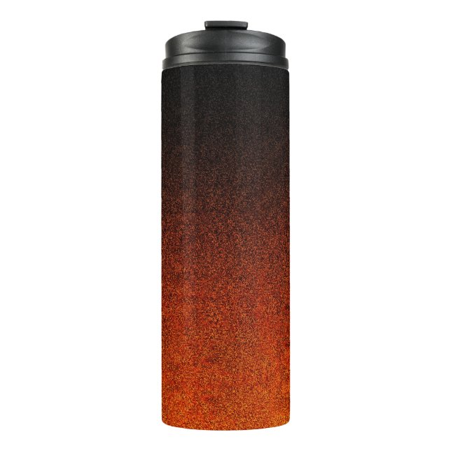 Falln Orange & Black Glitter Gradient Thermal Tumbler (Front)