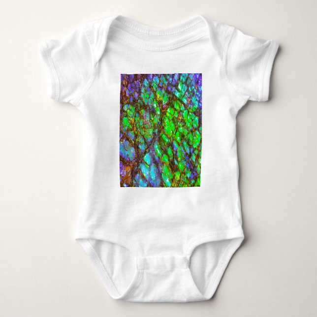 Falln Peacock Ammolite Baby Bodysuit (Front)