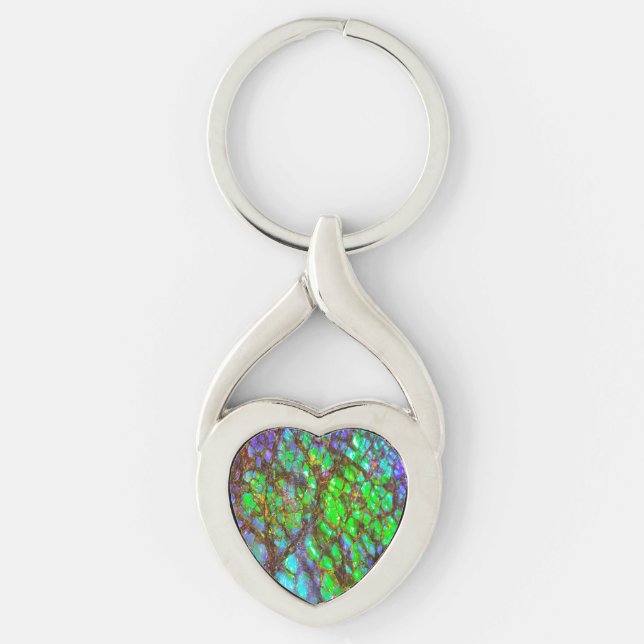 Falln Peacock Ammolite Key Ring (Front)