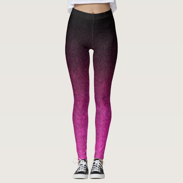 Falln Pink & Black Glitter Gradient Leggings (Front)