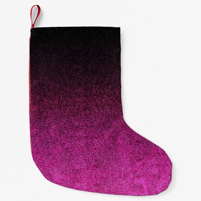 Falln Pink & Black Glitter Gradient Small Christmas Stocking (Front)