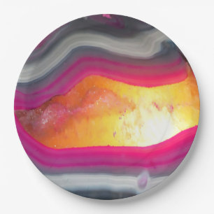 Falln Pink Geode Glow Paper Plate