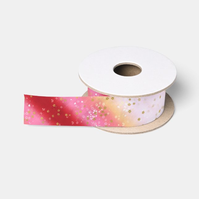 Falln Pink Sakura Sunrise Satin Ribbon (Spool)
