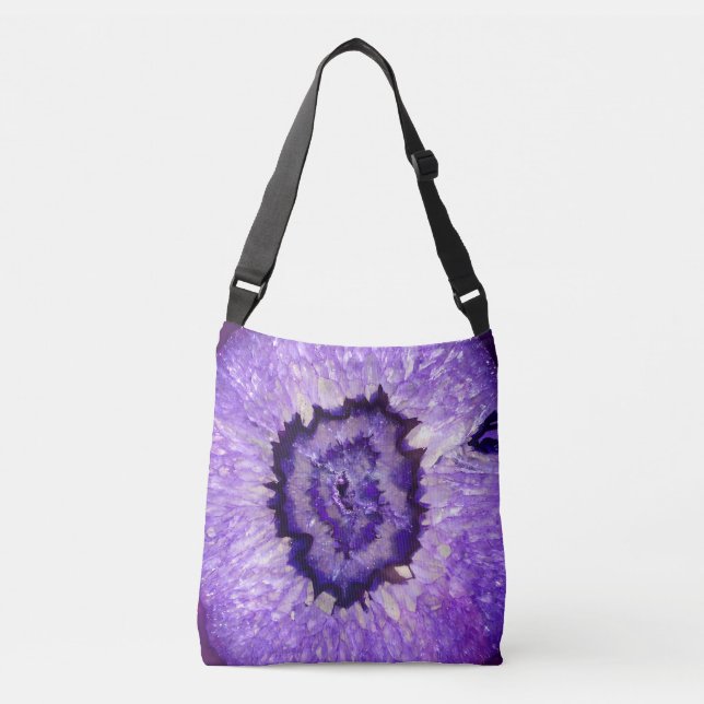 Falln Purple Agate Geode Crossbody Bag (Front)