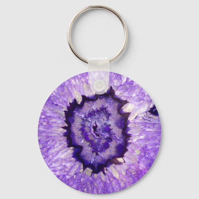 Falln Purple Agate Geode Key Ring (Front)