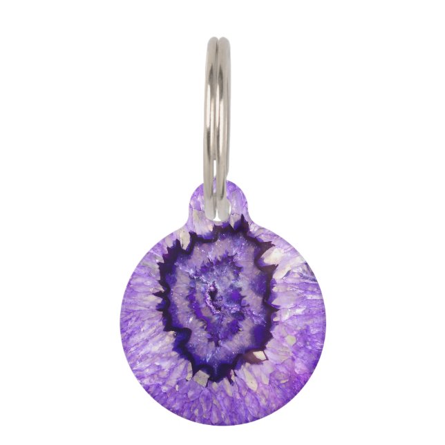 Falln Purple Agate Geode Pet Tag (Front)