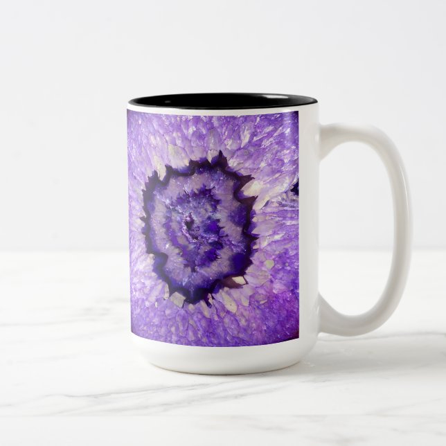 Falln Purple Agate Geode Two-Tone Coffee Mug (Right)
