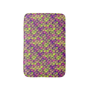 Falln Purple and Green Scales Bath Mat