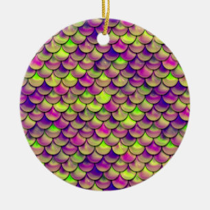 Falln Purple and Green Scales Ceramic Tree Decoration