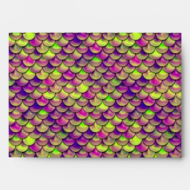 Falln Purple and Green Scales Envelopes (Front)