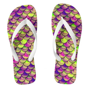 Falln Purple and Green Scales Flip Flops