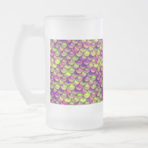Falln Purple and Green Scales Frosted Glass Beer Mug