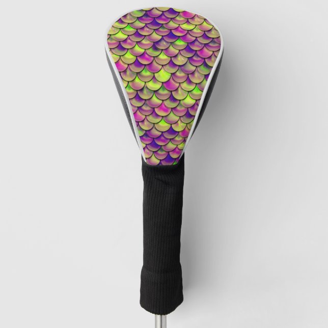 Falln Purple and Green Scales Golf Head Cover (Front)